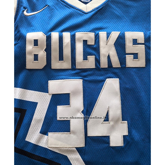 Maglia Milwaukee Bucks Giannis Antetokounmpo #34 Citta 2024-25 Blu